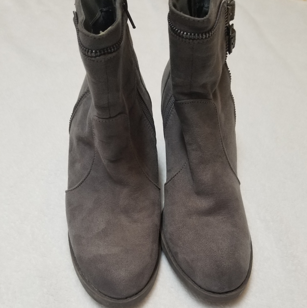Booties with zipper and strap detailing